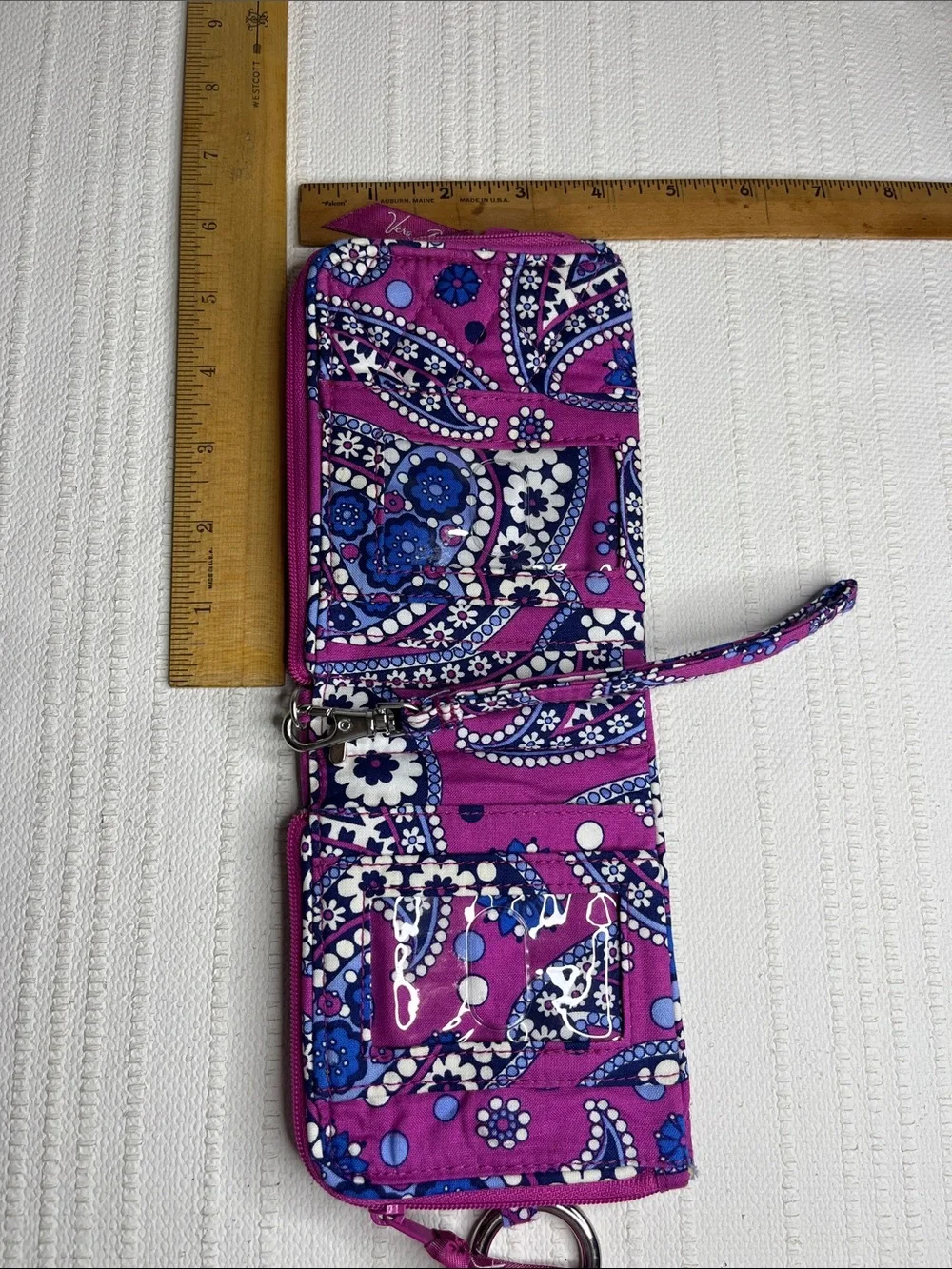 Vera Bradley Purple Paisley Quilted Wristlet Phone &double ID wallet Boysenberry